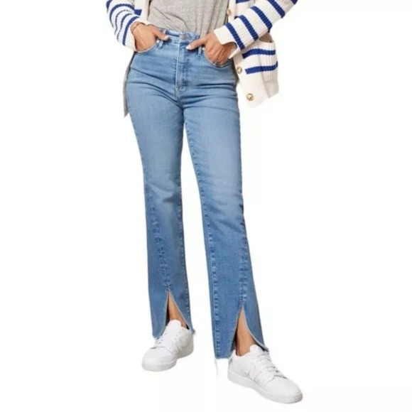 New Good American Good Boy split hem jeans size 4/27 - Picture 2 of 9